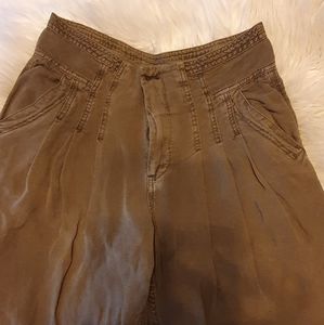 High waist linen wide leg pant